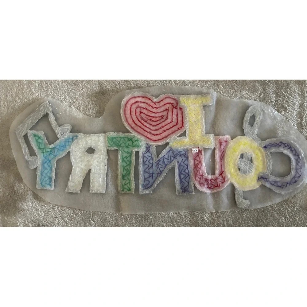 I Love Country‎ Music Patch Applique Sequin Embellished Sew On 12x4